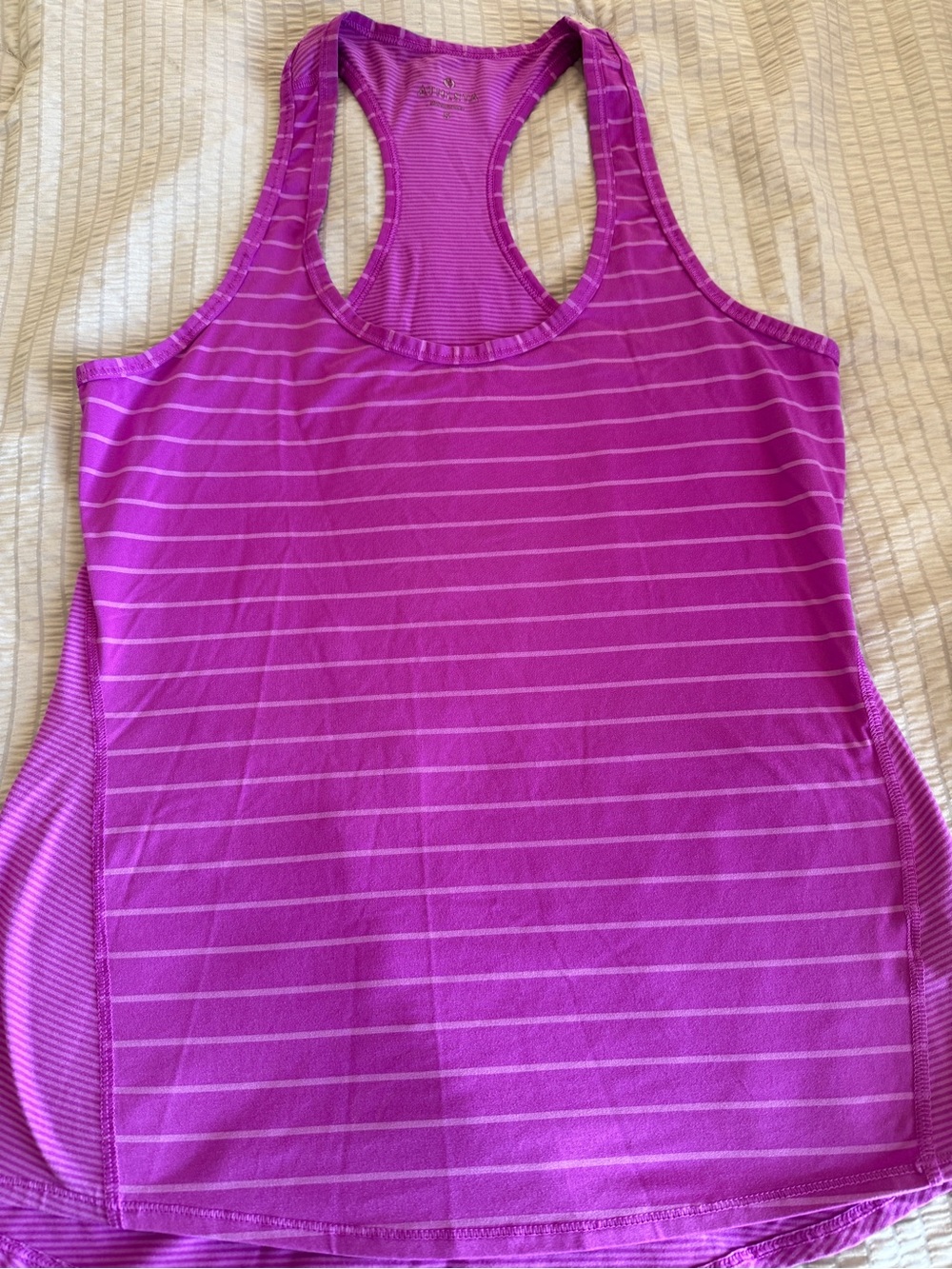 Athleta Chi Tank in Varied Stripe Purple Racerback Yoga Top